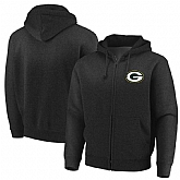 Men's Green Bay Packers Majestic Cap Logo Full Zip Hoodie Black,baseball caps,new era cap wholesale,wholesale hats